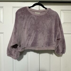 Urban Outfitters Women's M Mauve Cropped Plush Sweatshirt Pullover